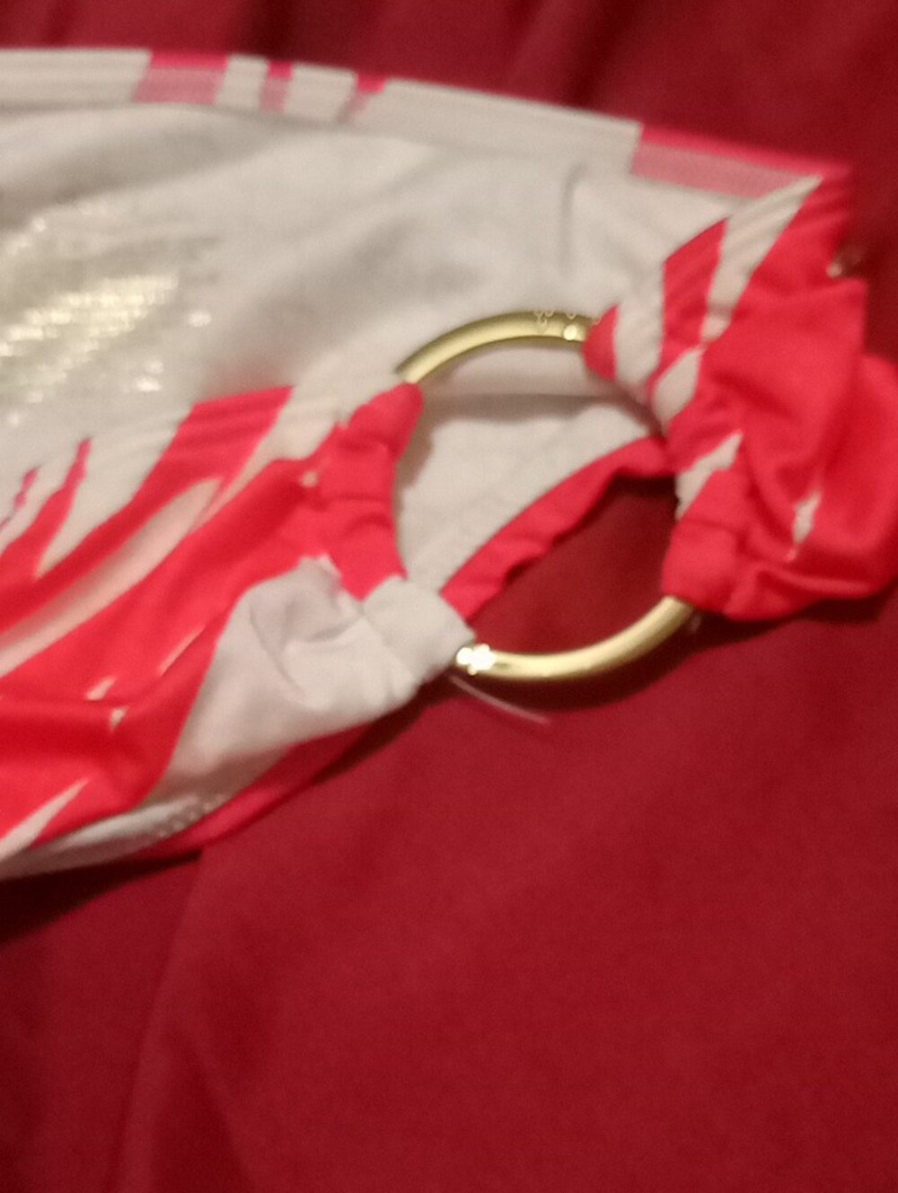 Victoria's Secret White & Coral Ring-Detail Bikini Bottom - Picture 2 of 5